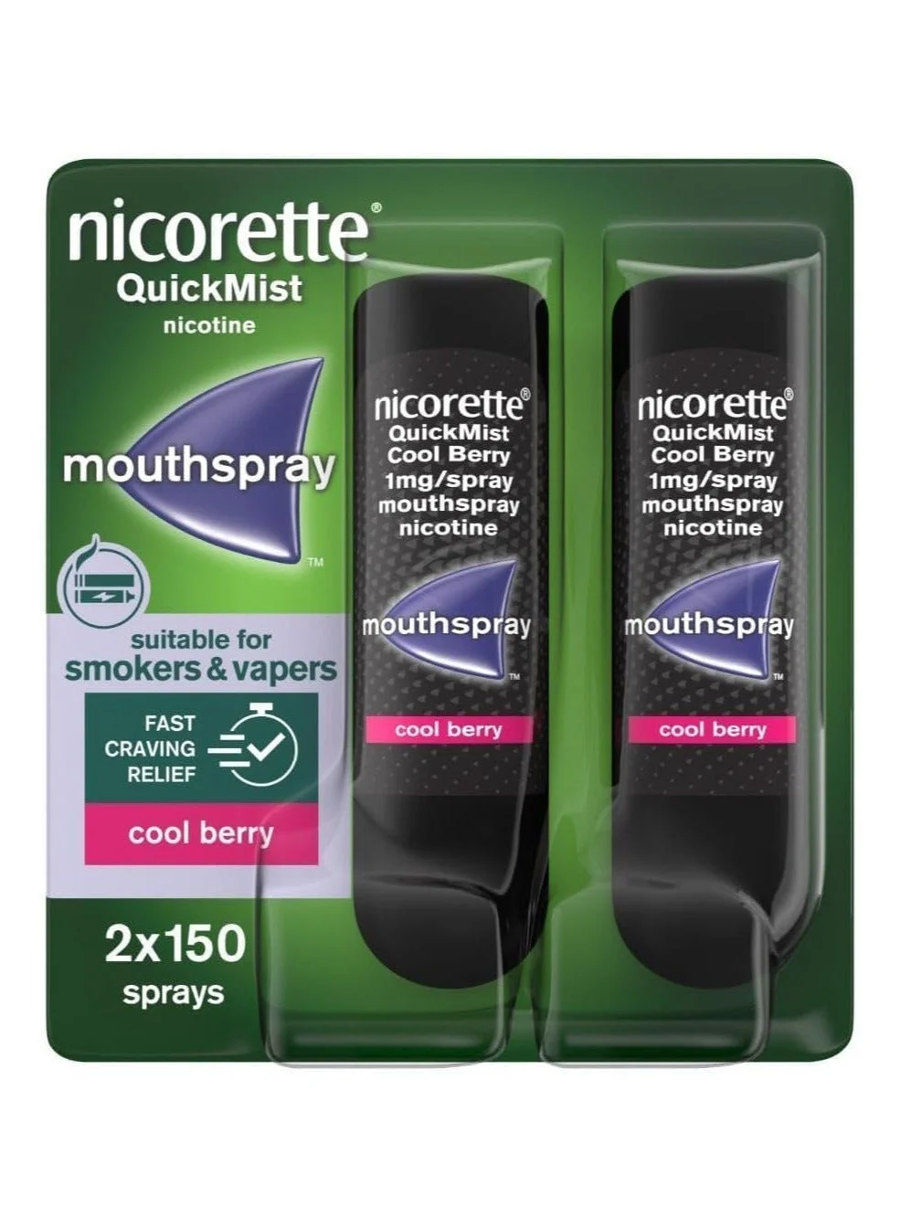 Quickmist Mouth Spray Cool Berry (2 x 150 Sprays) Premium Oral Refreshing Mist for Fresh Breath u7gry