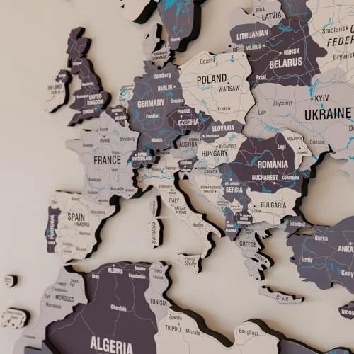 Colorfull Worlds 3D Wooden World Map Wall Art Premium Multicolored Travel Tracker Decor for Home and Office (Large, 150 cm x 90 cm) 8tu7b