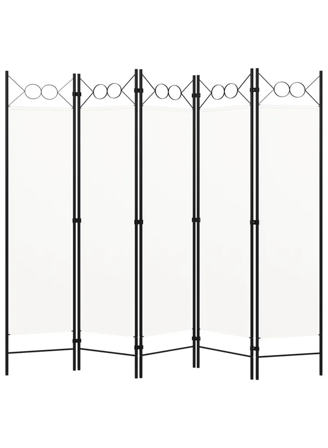 VidaXL 5-Panel Room Divider Privacy Screen (White, 200x180 cm) ms6hk