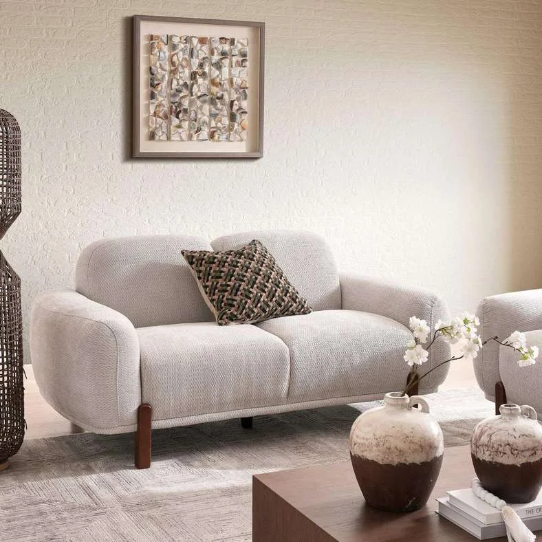 Pan Home Bloth 2-Seater Sofa Premium Fabric Upholstered Couch for Living Room (Grey) zl7pm