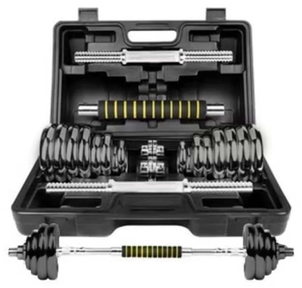 Huitich Adjustable Dumbbell Set (20kg) Cast Iron Hexagonal Weight Lifting Equipment with Connecting Rod and Storage Case 41q7j