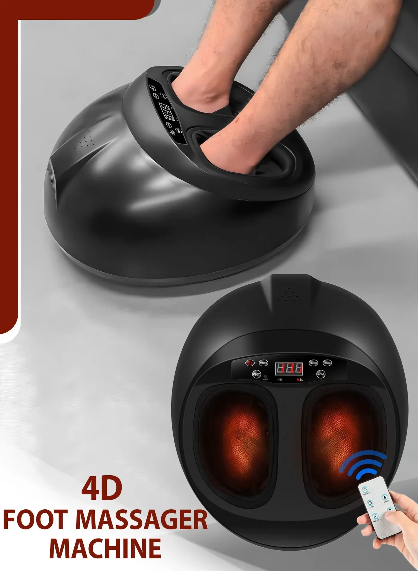 Toshonics 4D Shiatsu Foot Massager Machine with Heat and Compression for Deep Tissue Relaxation (Home and Office Use) 9uf8a