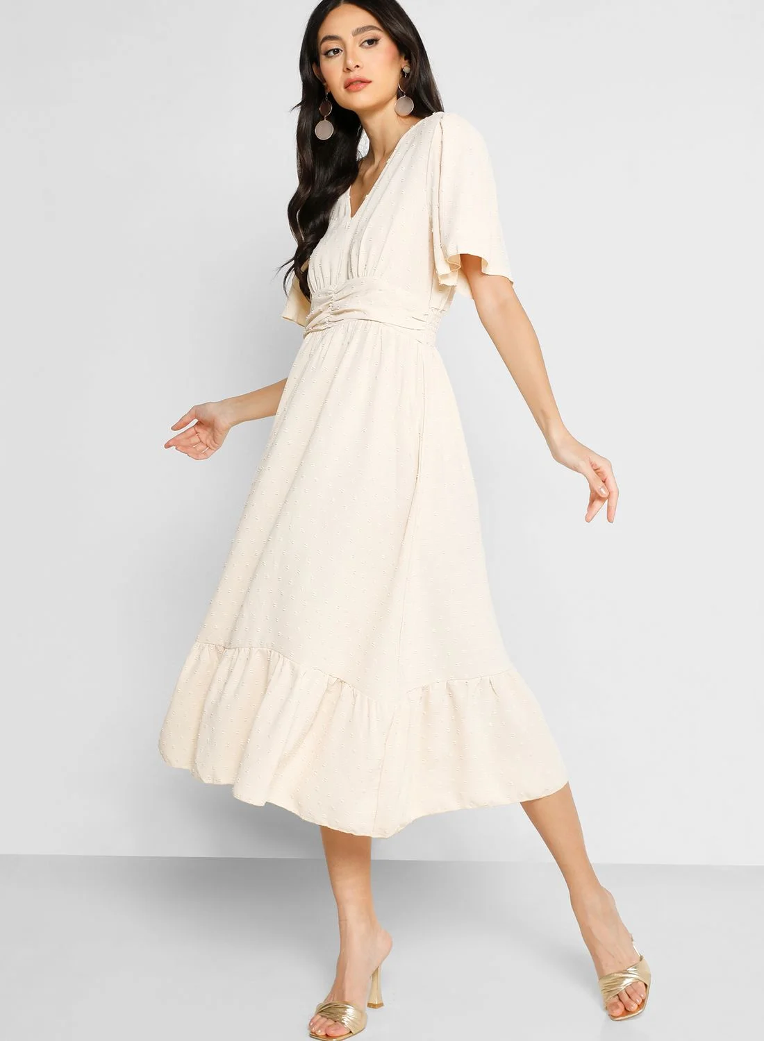ELLA Ruffled A-Line Dress Elegant Flowy Silhouette For Women (Medium) 0kr5n