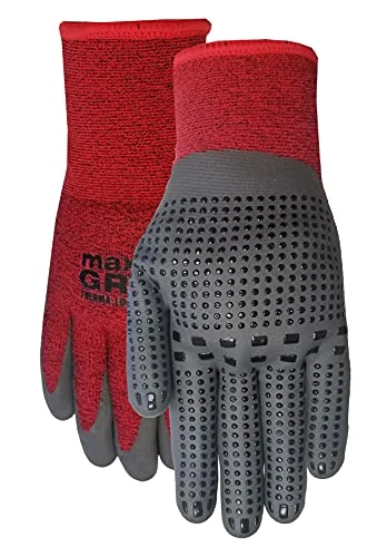 Premium MAX Grip Work Gloves Durable Non-Slip Protective Gear (Red/Black, Large, 1 Pair) e6m9s