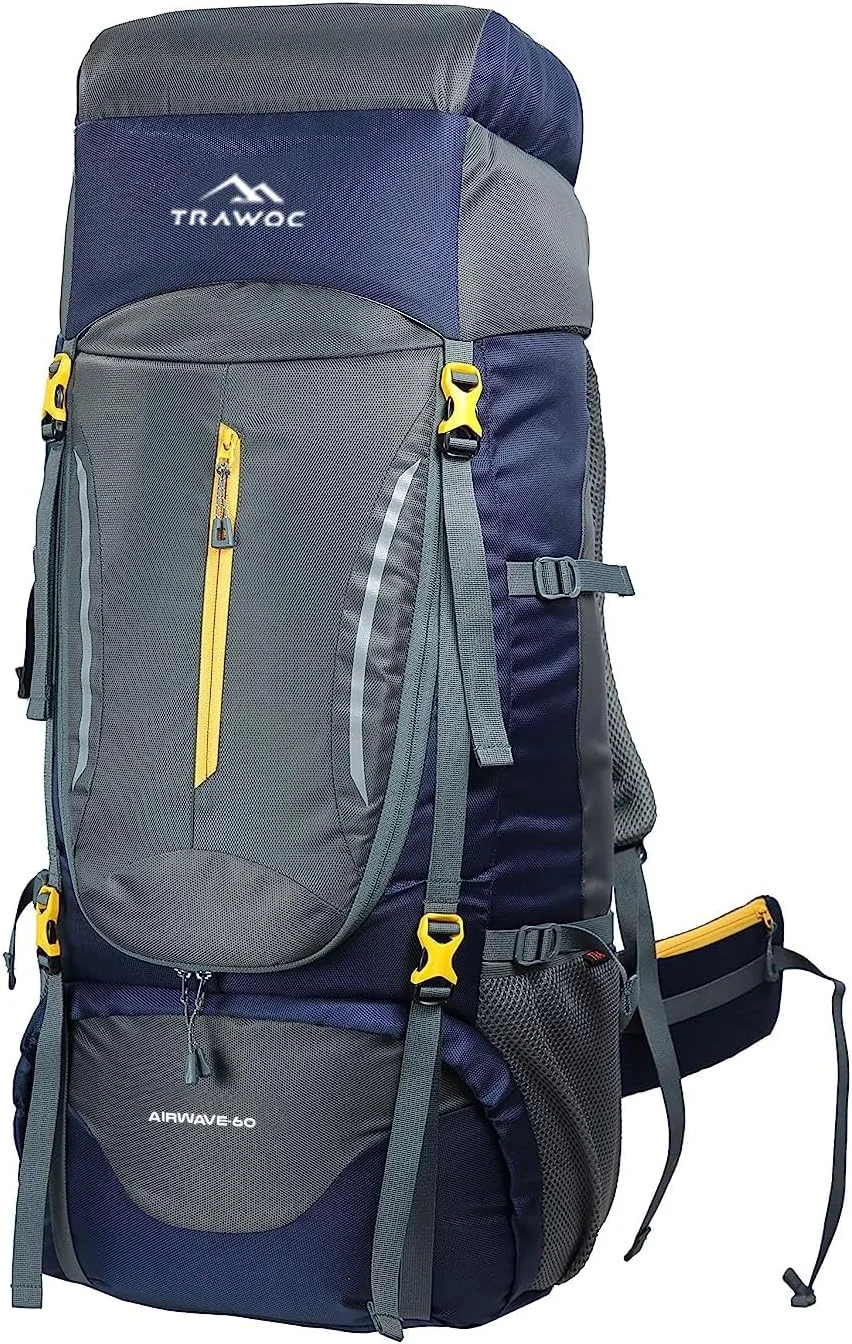 TRAWOC Airwave Travel Backpack (60L, Durable Waterproof Hiking Rucksack for Outdoor Adventure) txn15