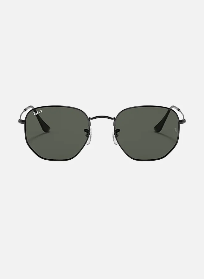 Premium Hexagonal Metal Sunglasses Unisex UV Protection Lightweight Frame (Black, 51mm) s54b1