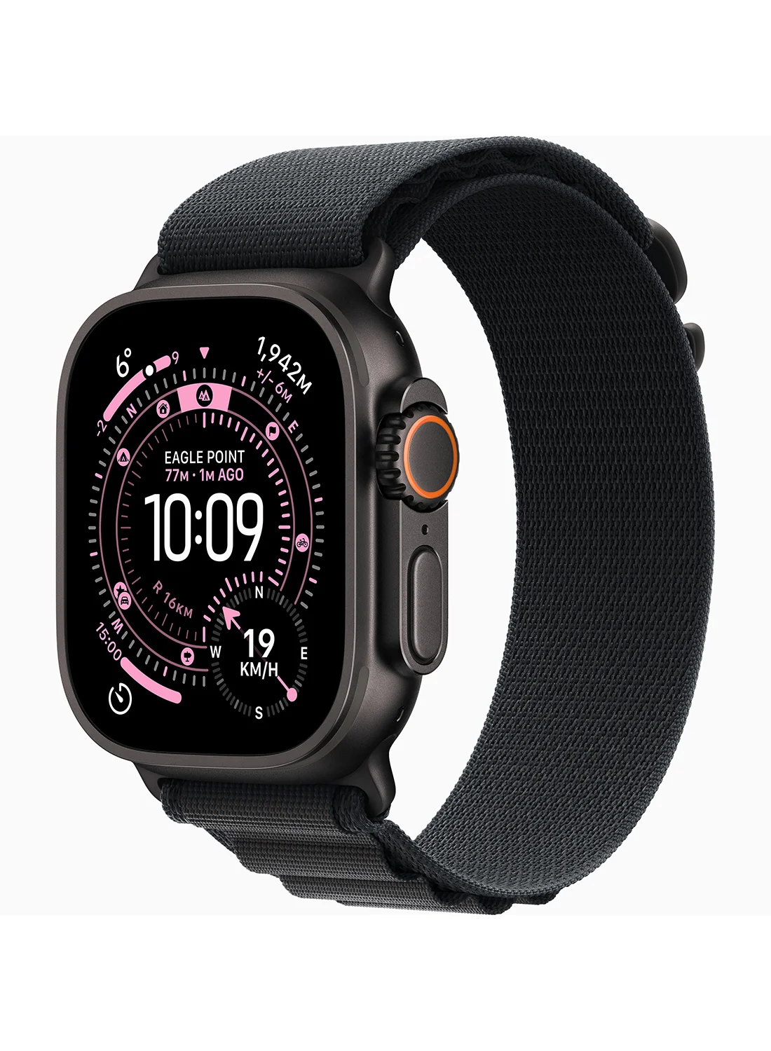 Premium Smart GPS Cellular Smartwatch 49mm Titanium Case with Alpine Loop Band (Black, Medium) lu2fd