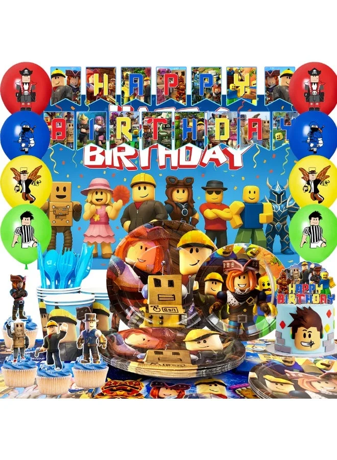 ILovhaprty Birthday Party Decoration Set for 10 Guests (112-Piece Complete Tableware and Backdrop Kit) ctthj