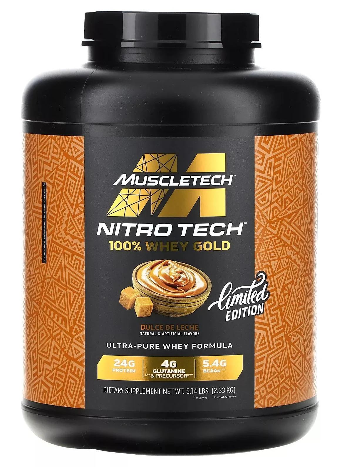MuscleTech Nitro Tech Whey Gold Protein Powder Premium Dulce de Leche Flavor (2.33 kg) bgu6m