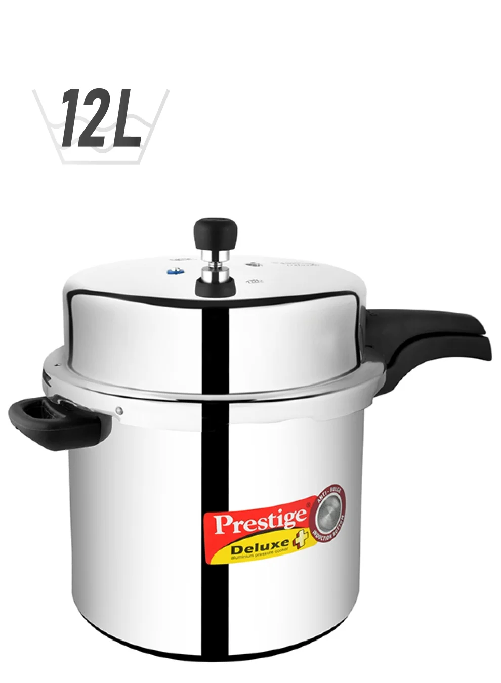 Premium Aluminium Pressure Cooker with Lid and Pressure Indicator Induction Compatible (Silver, 12L) zd3nf