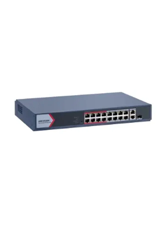 Premium 16-Port Fast Ethernet Smart PoE Switch with Gigabit Uplink and Surge Protection (Black, 16-Port) joszn