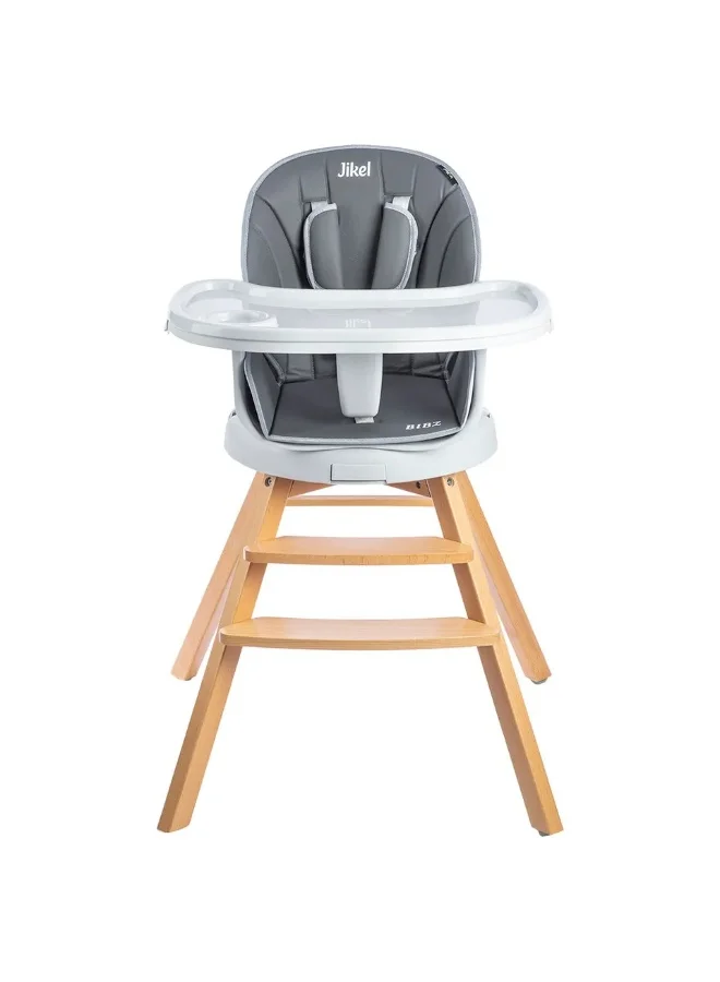 Jikel Bibz 360 Rotating Wooden Highchair Premium Adjustable Seat for Infants and Toddlers (Charcoal) fahpd