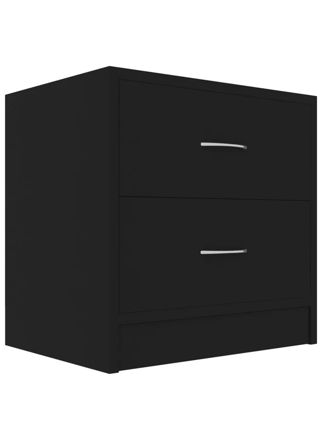 Modern Bedside Cabinet with Storage Drawer (Black, 40x30x40 cm) Premium Engineered Wood Nightstand for Bedroom hcq9f
