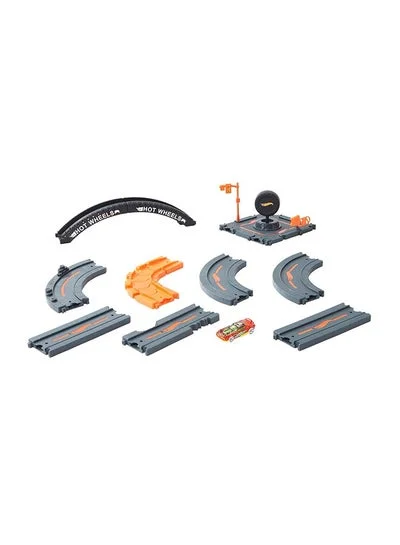Die-Cast Car City Track Play Set, Modular Racing Road System with 1 Vehicle (10-Piece Set) ubg1q