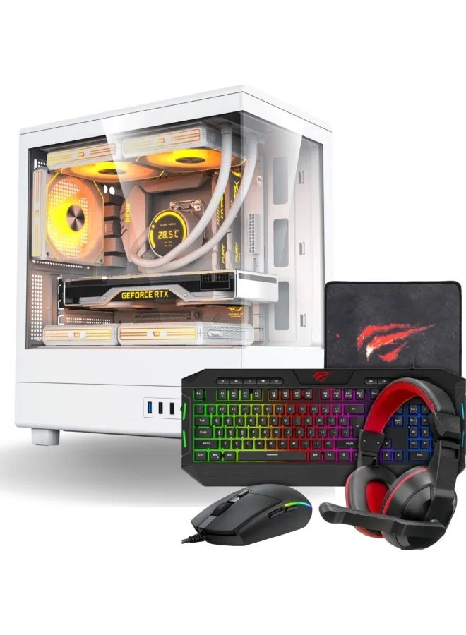 DarkFlash Gaming Desktop PC Bundle (Intel Core i5-12400F, 16GB RAM, 500GB SSD, White) bz7gn