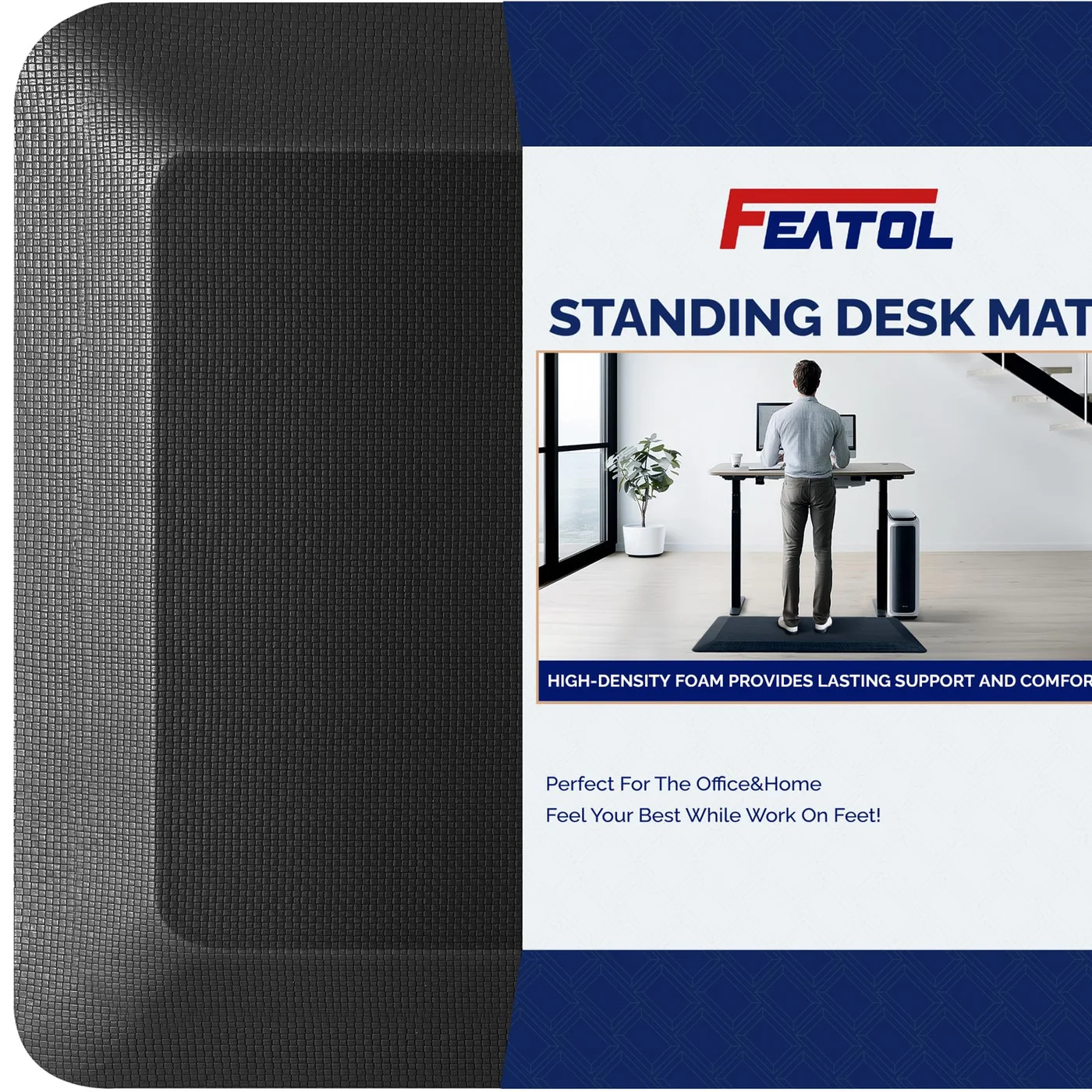 Premium Ergonomic Anti-Fatigue Standing Desk Mat, Extra Thick Memory Foam Comfort Floor Mat for Home Office (Black, 51 cm x 81 cm) gb4xn