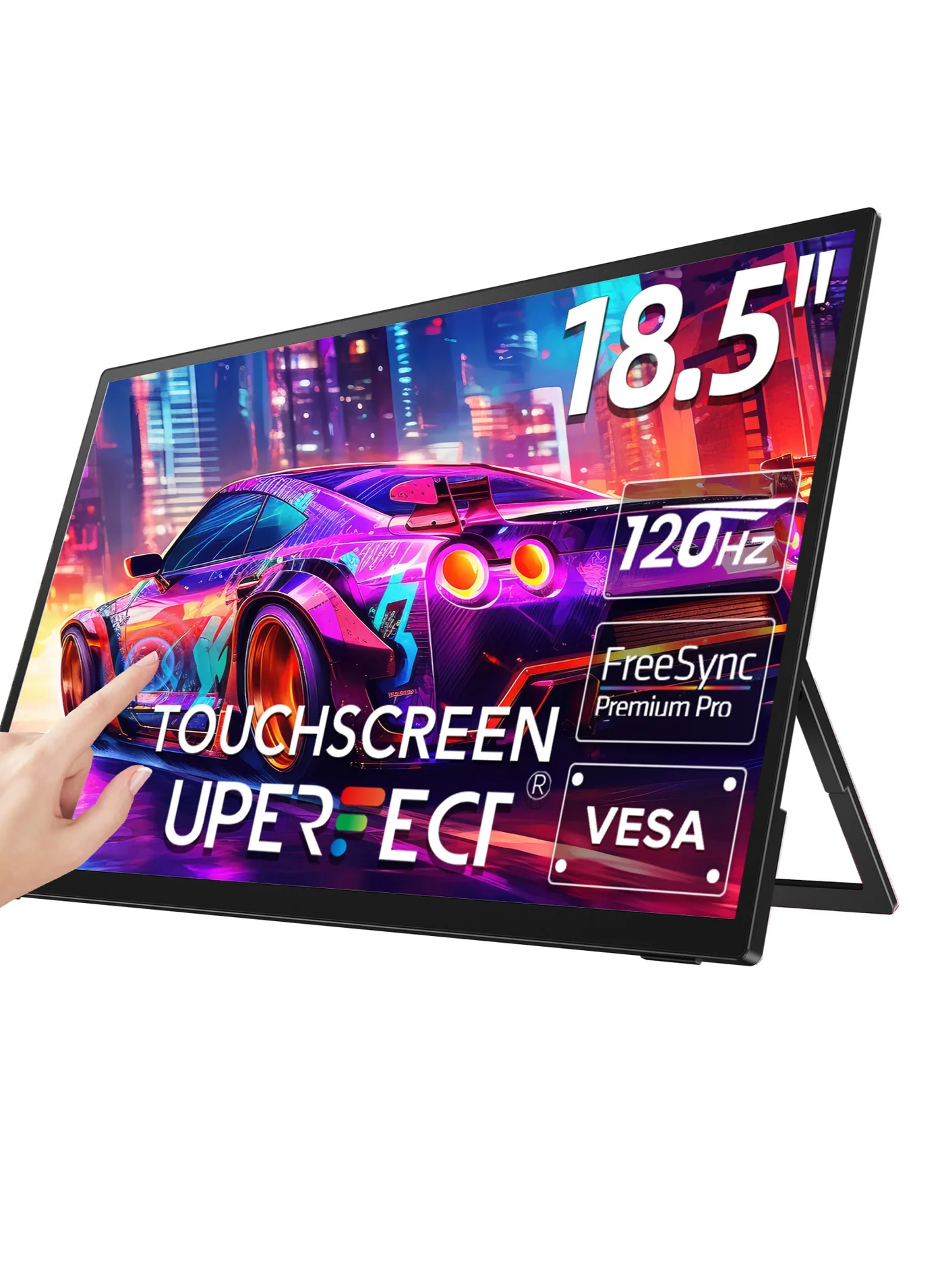 Portable Monitor 18.5 Inch 120Hz Touch Screen FHD IPS Display USB-C Mini HDMI Integrated Mount (18.5 Inch) vn5j5