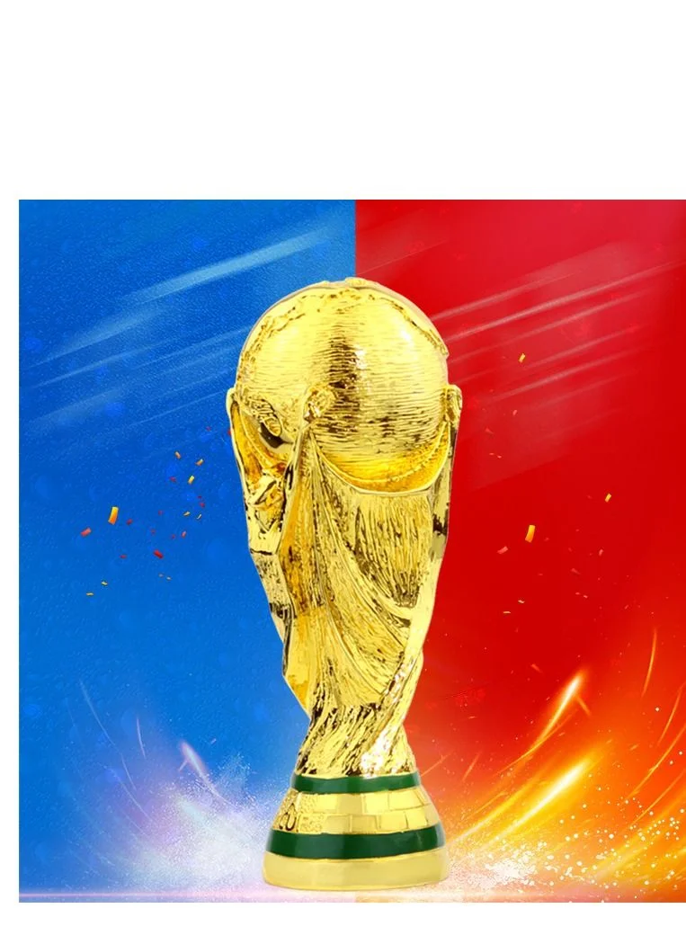 Premium Football Championship Trophy Replica (Gold and Green, 13 cm) for Sports Fans and Awards v34c8