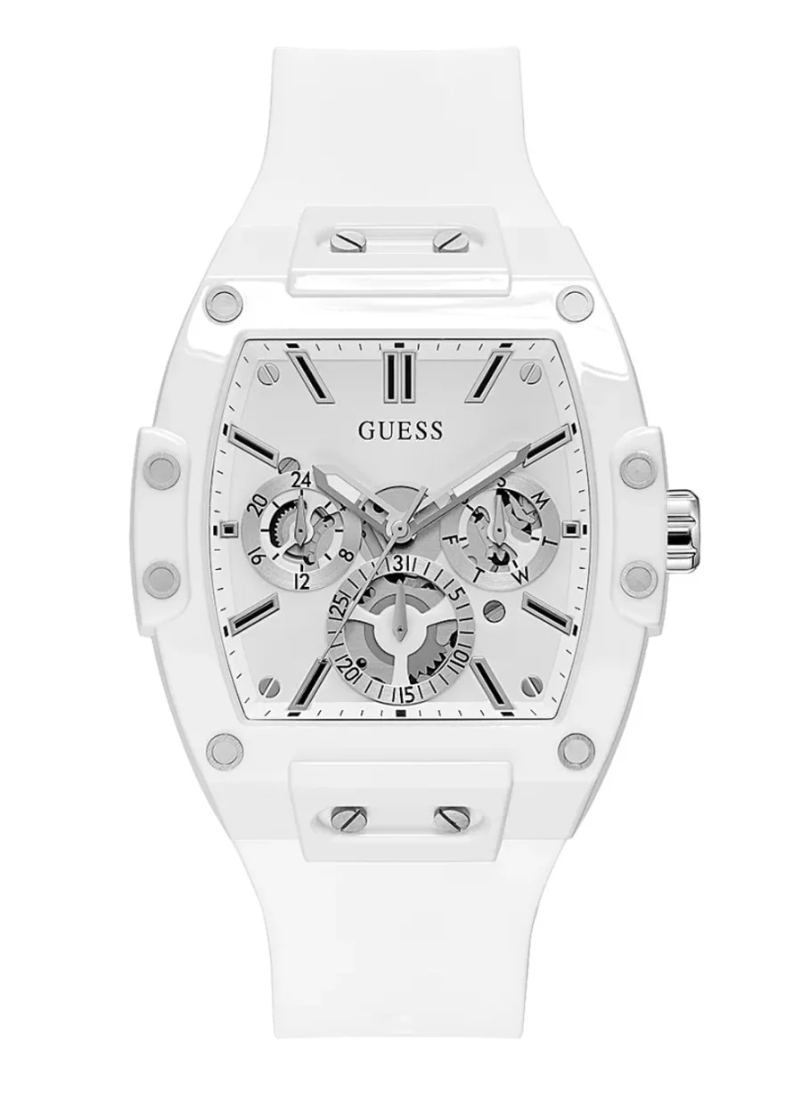 Premium Analog Quartz Wristwatch with Silicone Strap for Men (White, 44mm) jtc1p