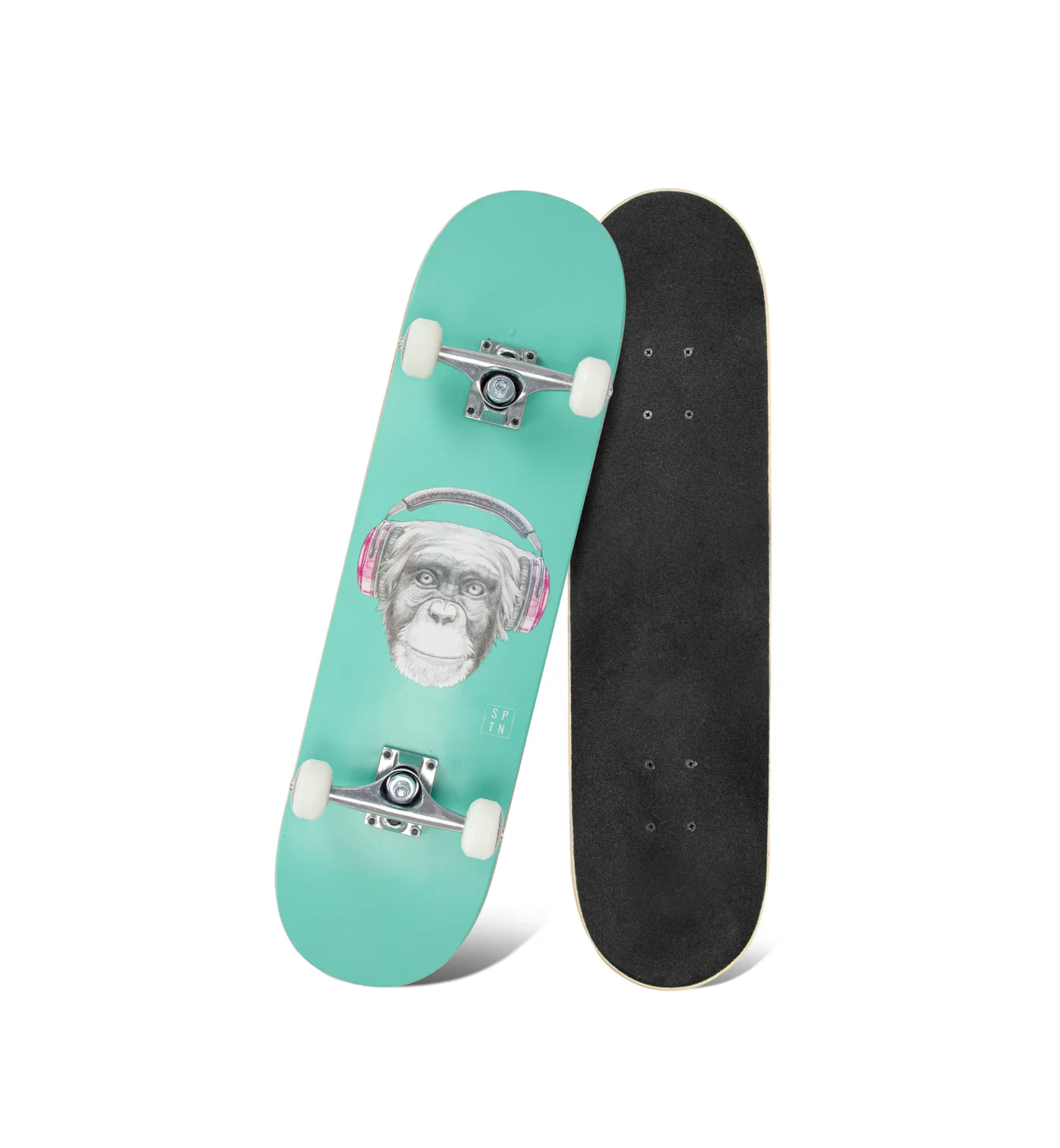 Spartan Chimp Pro Skateboard Premium 7-Ply Maple Deck with Aluminum Trucks (31 Inch) laeya