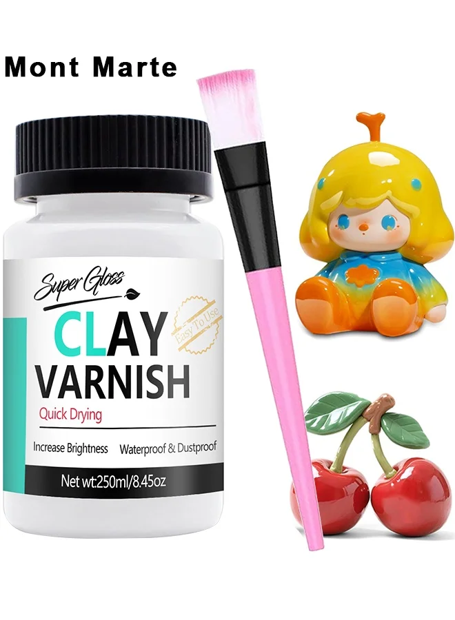 Mont Marte Gloss Clay Varnish Professional Protective Glaze for Ceramics and Paintings (Clear, 250 mL) 5nquh