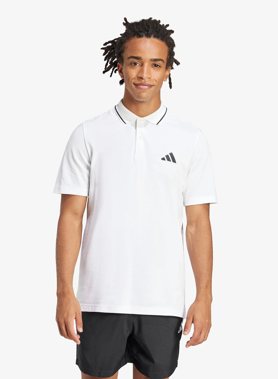 Sport Essential Small Logo Polo Shirt Premium Cotton Casual Wear for Men (Black, Large) i5rt9