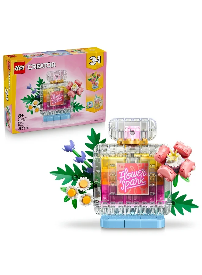 Creative Building Blocks 3-in-1 Floral Perfume Display Set (839 Pieces) Decorative Construction Toy for Adults and Kids qkga7