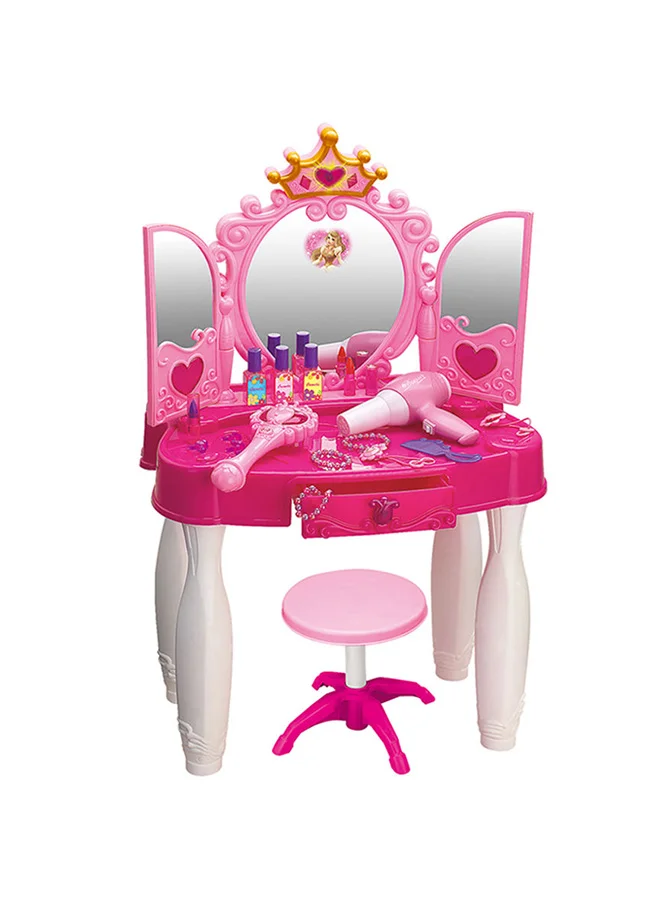 Bohui Crown Dresser Table Set with IR Control Feature Premium Sturdy Plastic Vanity Play Set (46x31.5x72cm) mj45t