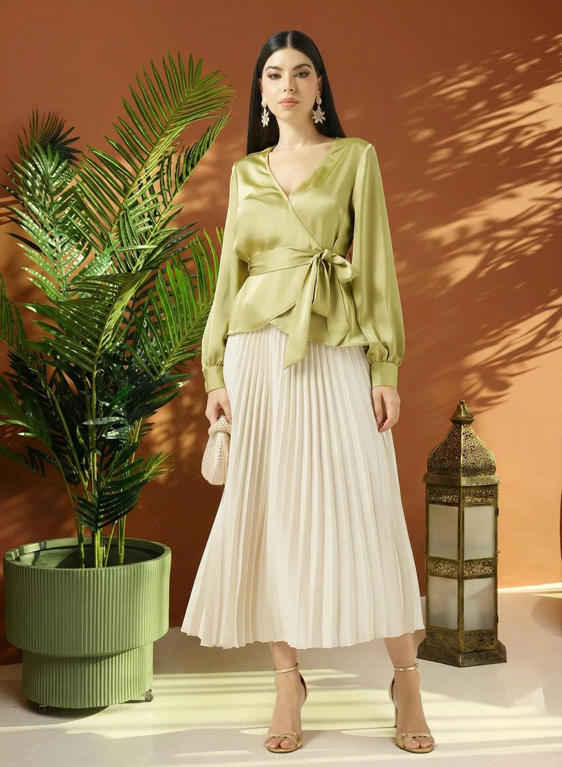 VERO MODA Plisse Maxi Skirt Elegant Flowy Pleated Long Skirt for Women mhev9