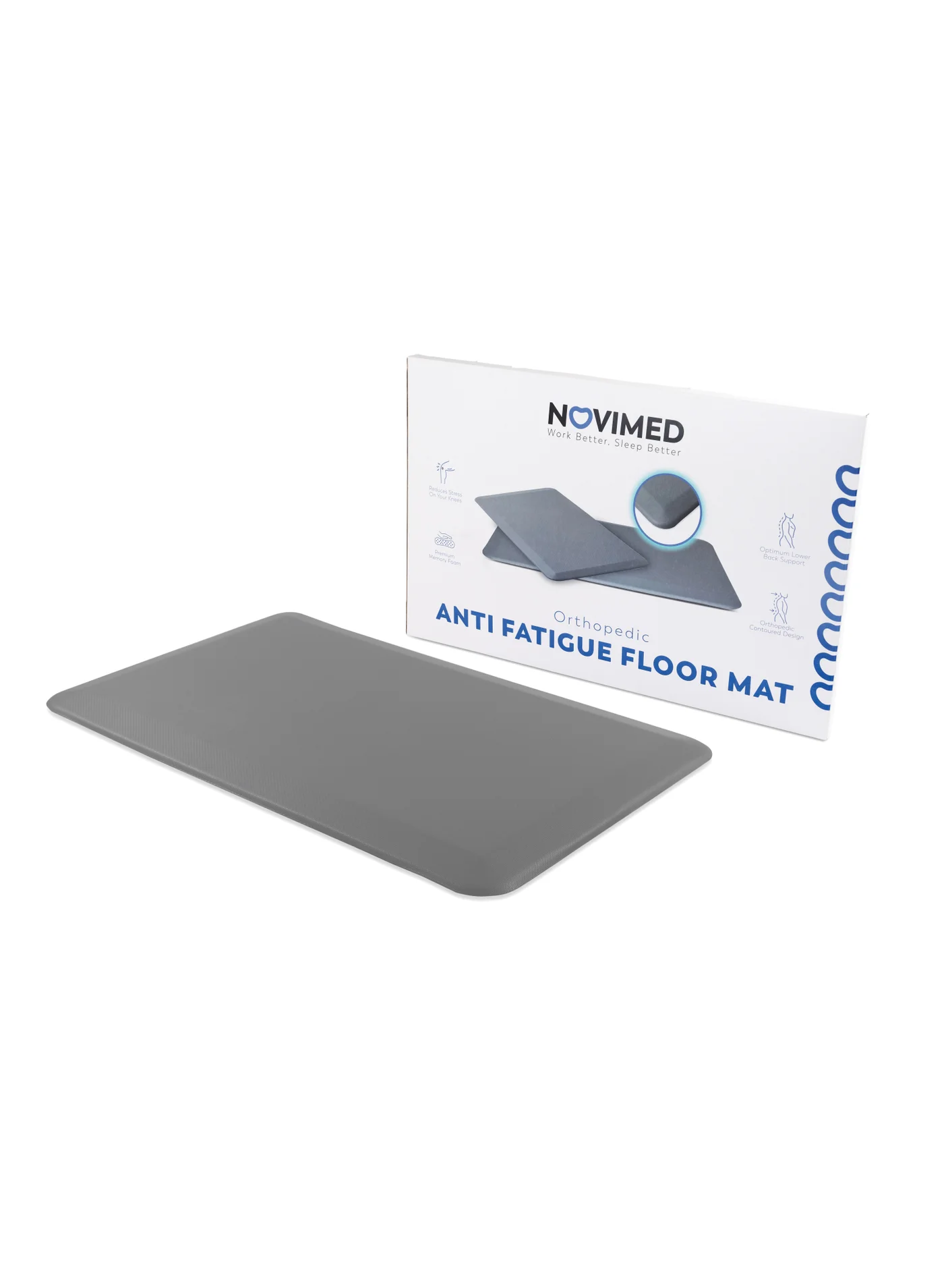 NOVIMED Orthopedic Anti-Fatigue Floor Mat Premium Ergonomic Standing Pad for Home and Office (Grey, 90 cm x 60 cm) n52pl