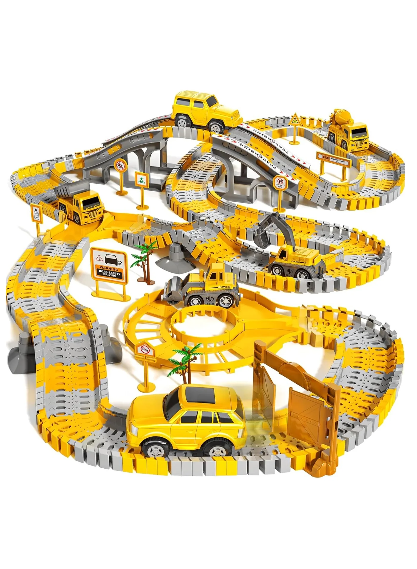 CHU DAI Electric Race Track Construction Toy Set with Flexible Tracks and Racing Car (140 Pieces) n4e06