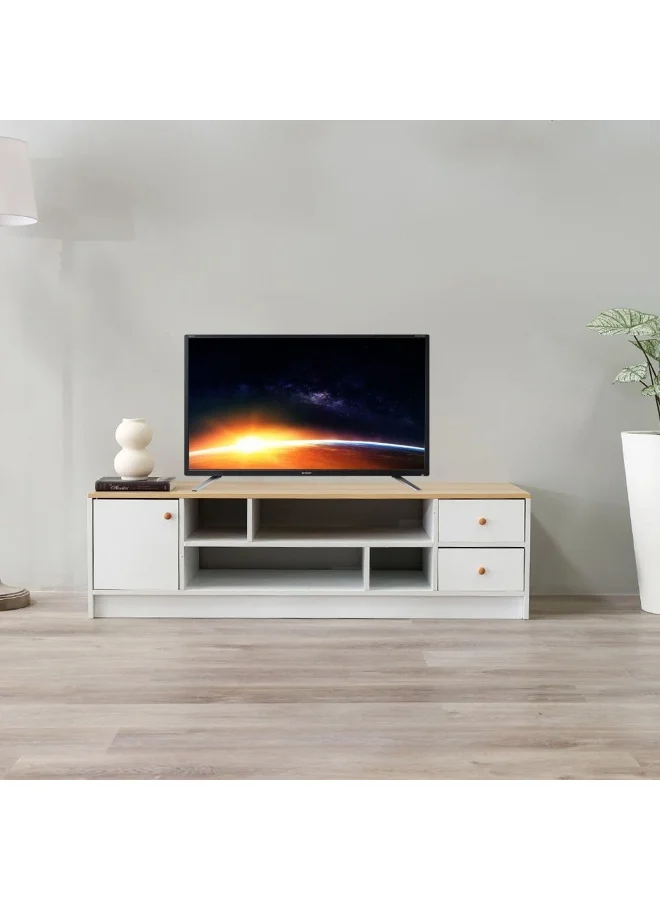 DANUBE HOME Gianni TV Cabinet Media Console Unit (White/Natural Oak, 140x45x40 cm) rd21b