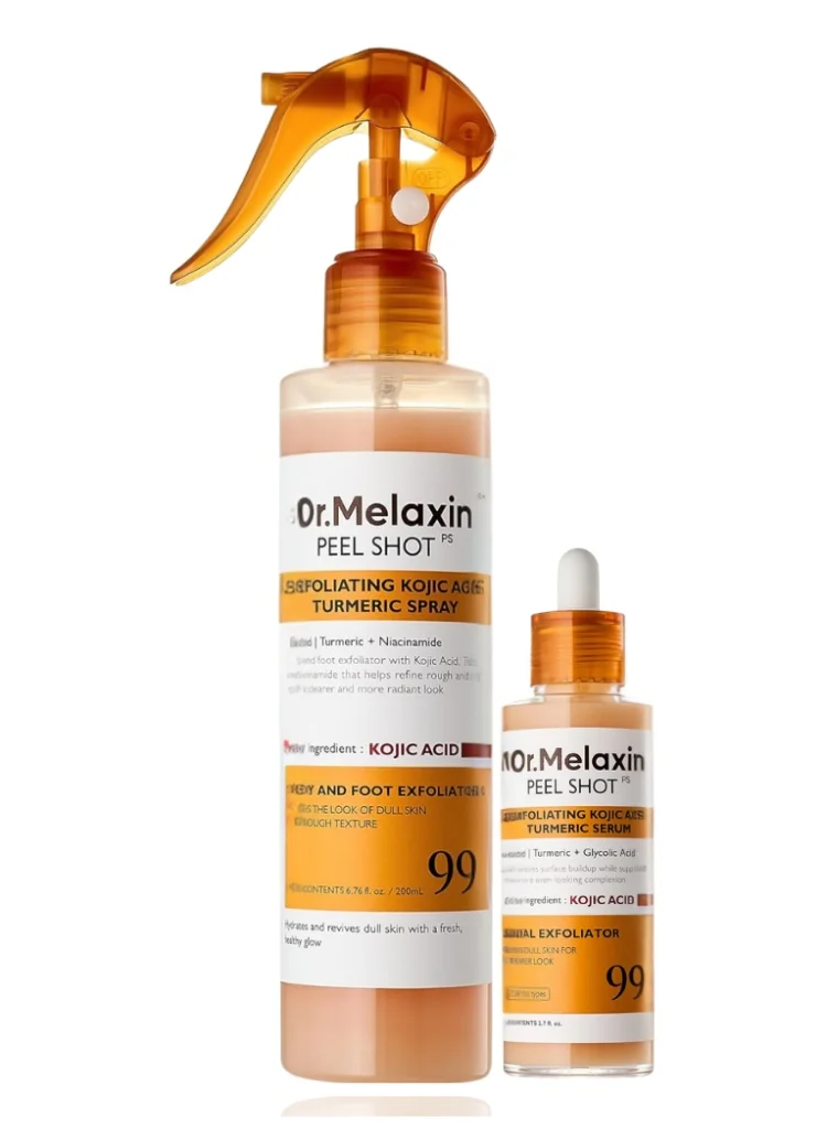 Premium Brightening Spray and Serum Set with Kojic Acid and Turmeric for Radiant Complexion (2 Pieces) i2j2v