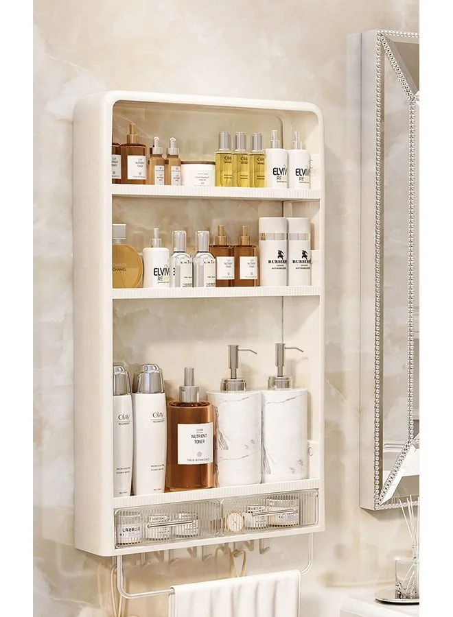 XiuWoo 3-Tier Wall Mounted Bathroom Organizer Rack with Hooks and Drawer (Premium Storage Shelf for Cosmetics and Bath Essentials) zgcwv