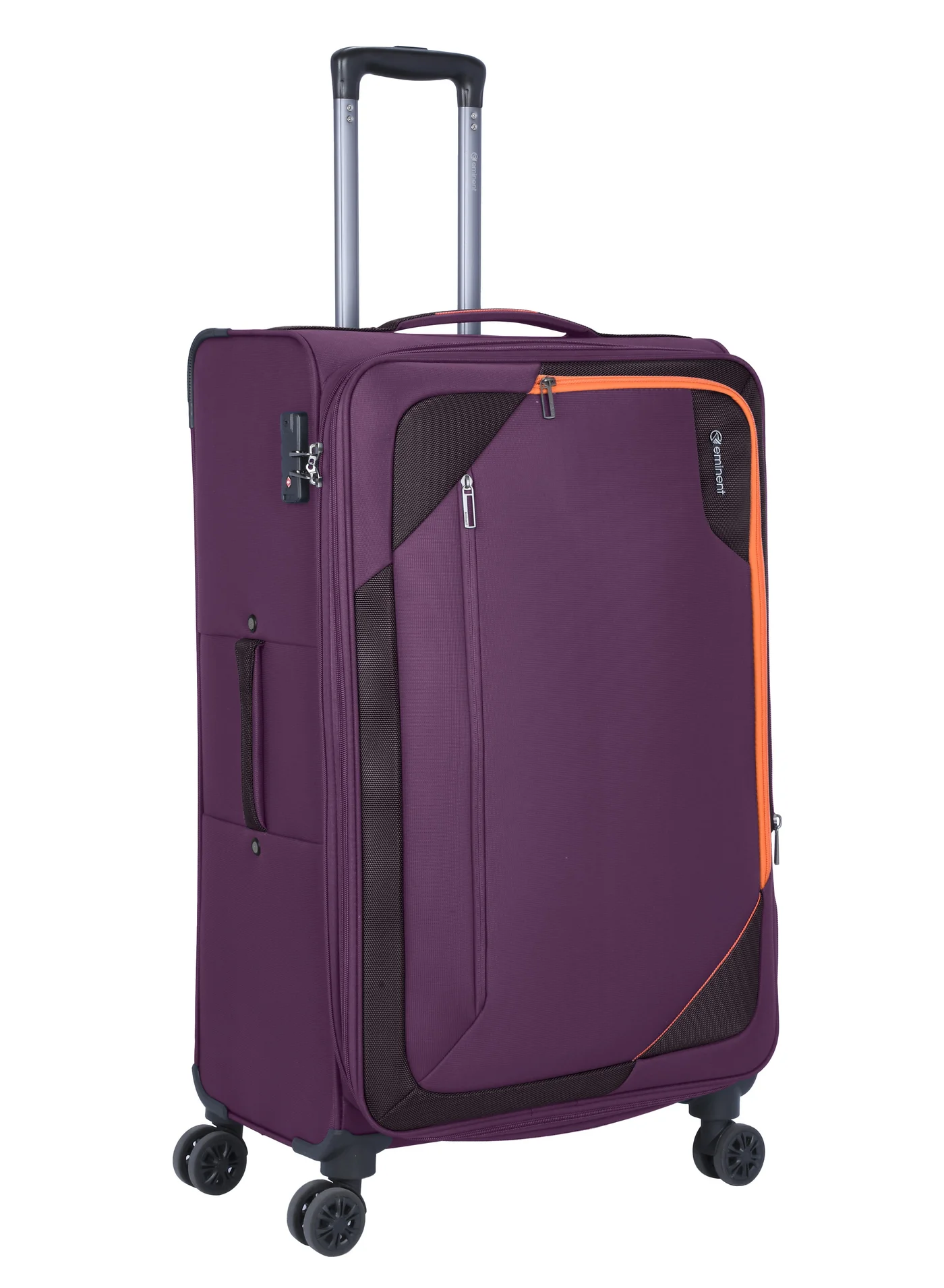 Eminent Soft Travel Trolley Suitcase, Lightweight Expandable Luggage with 4 Double Spinner Wheels and TSA Lock (Purple, Large) ap9iz