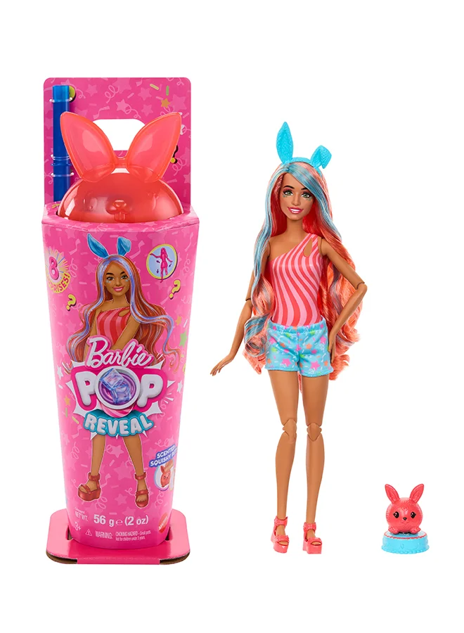 Fashion Doll Pop Reveal Series Scented Bunny Fashion Doll and Pet Set (8 Surprises, Color Change) w3kxg