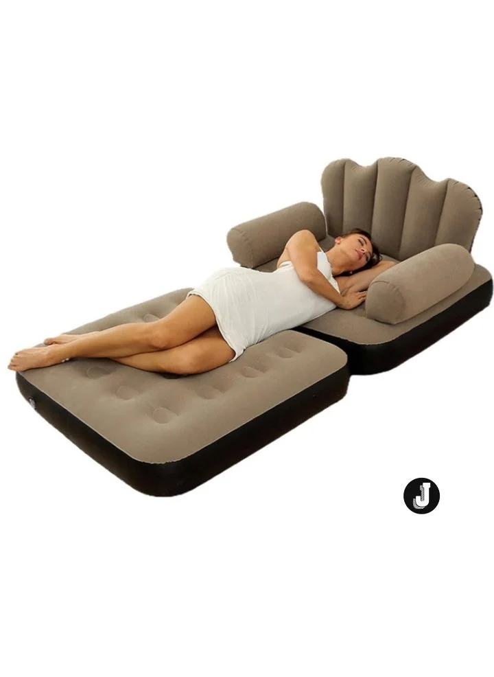 JAJEEK Inflatable Air Chair 5-in-1 Multifunctional Sofa with L-Shaped Armrest for Living Room and Guest Use (Grey, 190 cm) n2fve