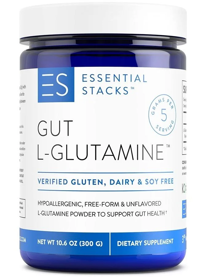 Essential Stacks L-Glutamine Powder Premium Digestive Support Supplement (Gluten-Free, Dairy-Free, 300 g) h8tny