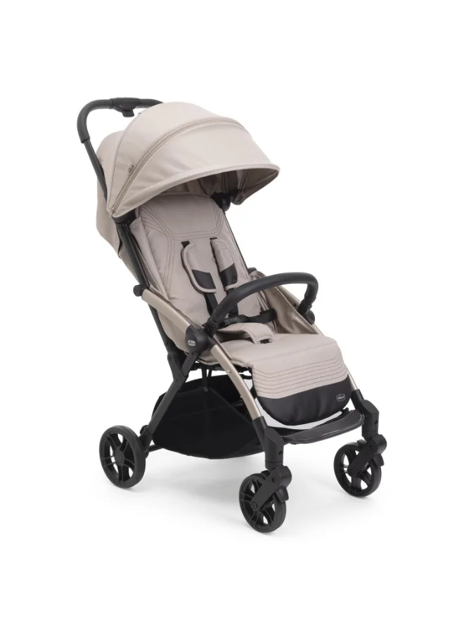 Premium Self-Folding Baby Stroller with Shock-Absorber Wheels and UV50+ Canopy (Sandshell, 1 Unit) 0dstt