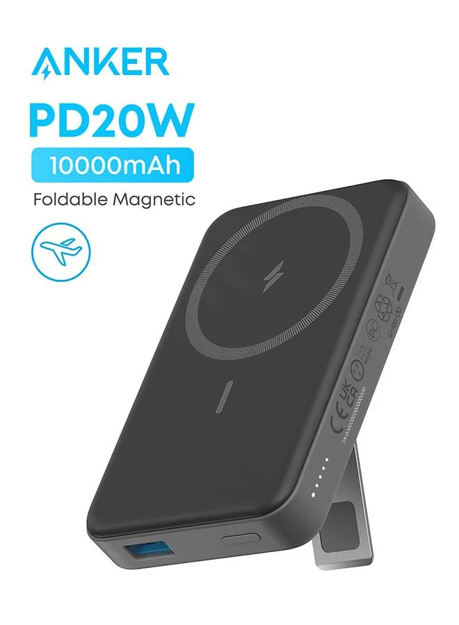 High-Speed Magnetic Wireless Power Bank 10000mAh Foldable Portable Charger (Black, 10000mAh) iqc6e