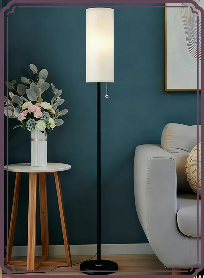 APEX Floor Lamp for Living Room, Standing Lamp with Linen Shade & Foot Switch, 3-Color Temperature Adjustable Pole Light (Black, 160 cm) rccyu