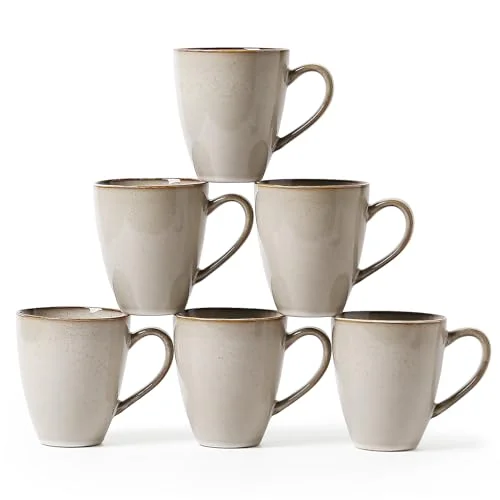 MONITO Ceramic Coffee Mugs Set, Large 500 mL Tea Cups with Handle for Home and Office (Blue, Set of 6) rwm1i