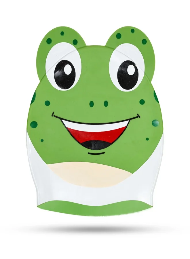 AIRAVAT Animal Squad Swimming Cap Premium Silicone Waterproof Bathing Cap for Men Women and Kids (Frog, One Size) o2hd4