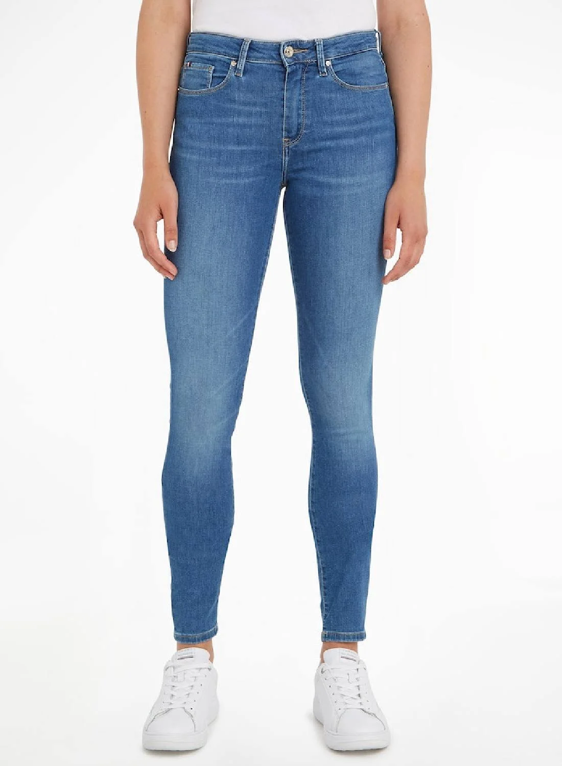 Premium Mid Rise Skinny Faded Jeans for Women (Blue, 30 Inch Waist) 3ouso