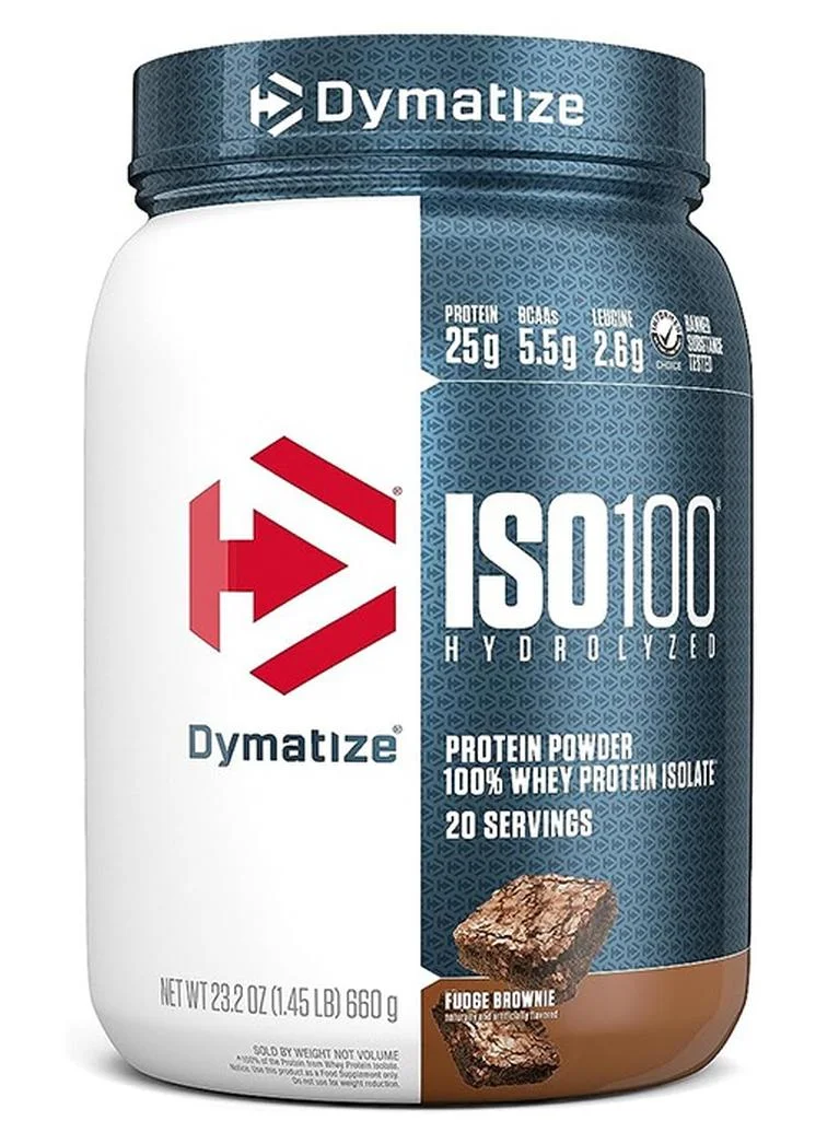 Dymatize ISO100 Hydrolyzed Whey Protein Isolate Powder Premium Muscle Recovery Supplement (Fudge Brownie, 660g) 39lt2