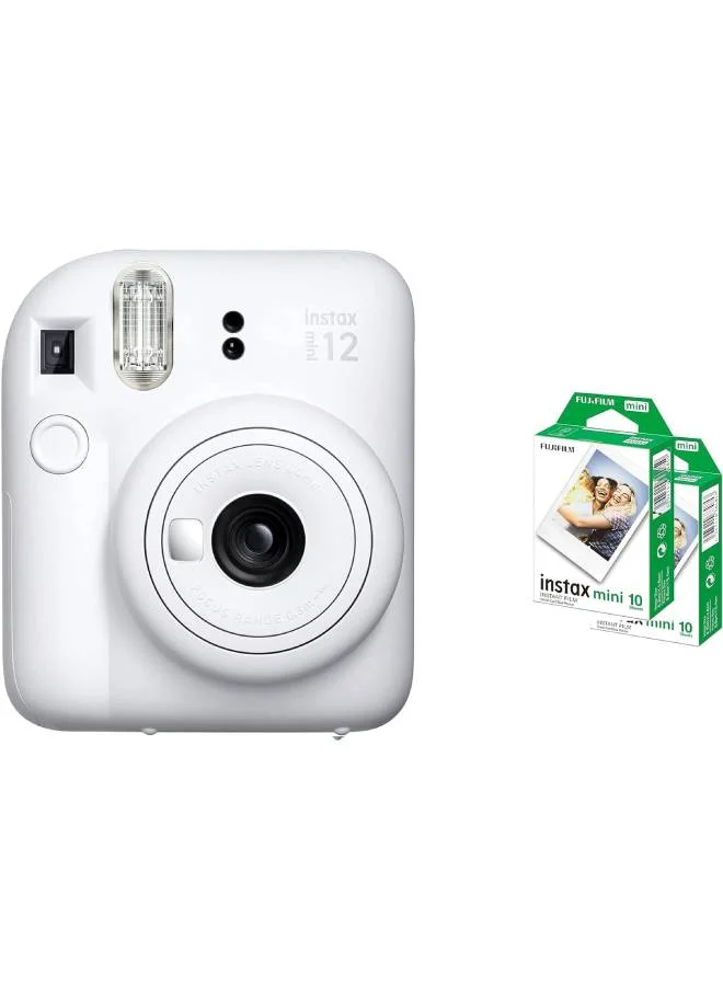 Instant Film Camera with 20-Sheet Photo Paper Set (Clay White, 1 Pack) a48pp