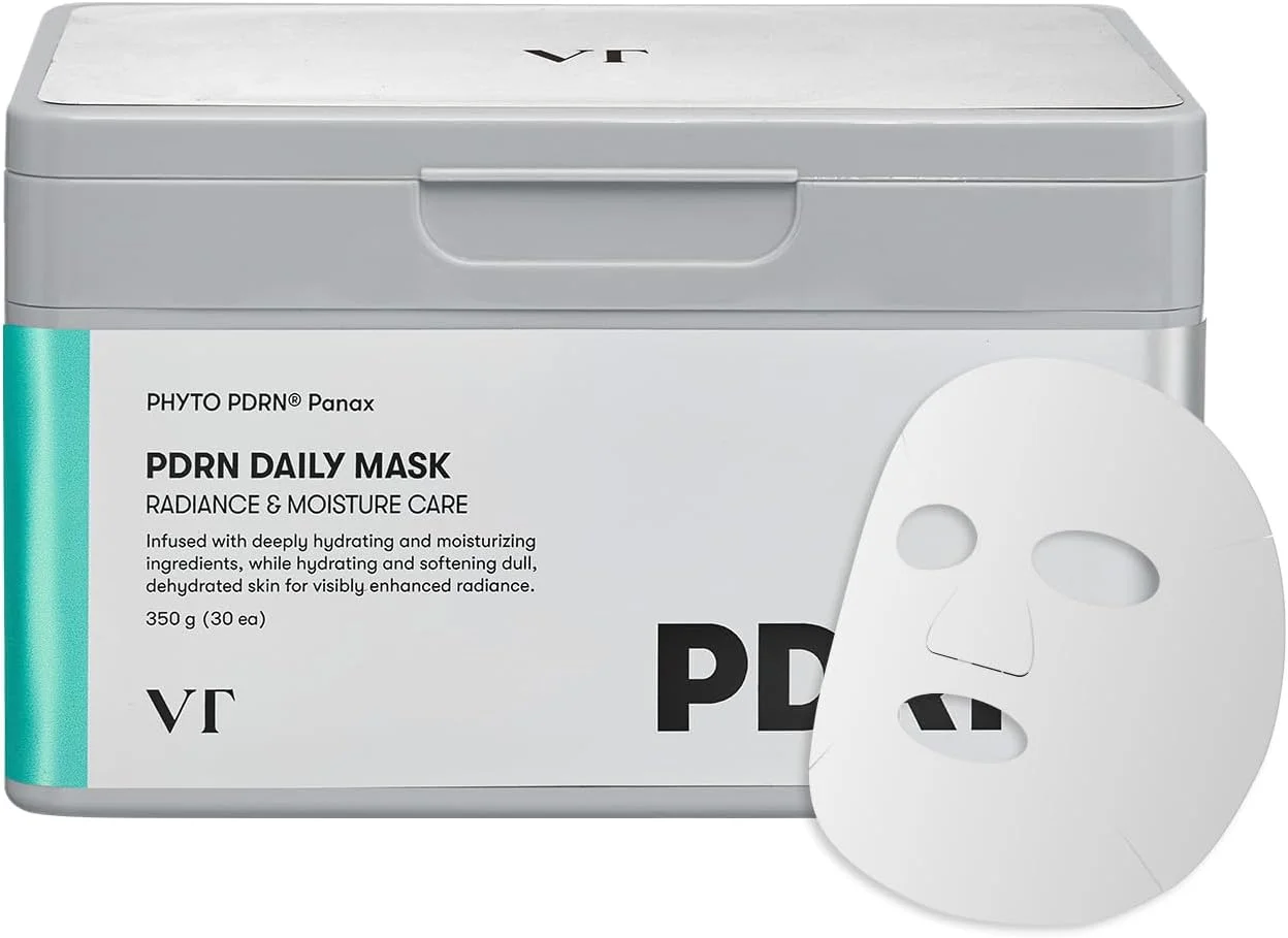 VT COSMETICS PDRN Daily Face Mask Sheets, Hydrating & Radiance Boosting Skincare for Mature Skin (30 Sheets, 350g) 8a2yv