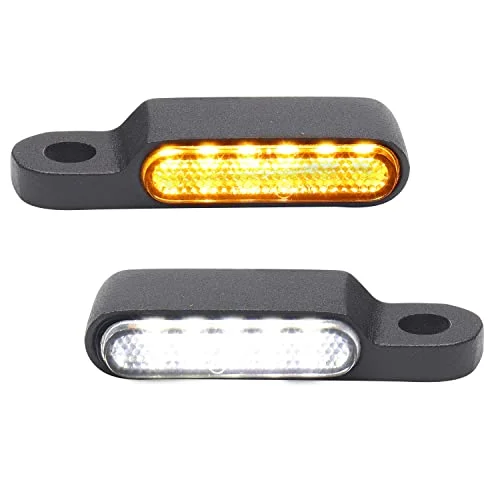 MotoParAcc Mini Sequential LED Handlebar Turn Signals 12V Front Motorcycle Running Lights (Black, 1 Pair) s7882