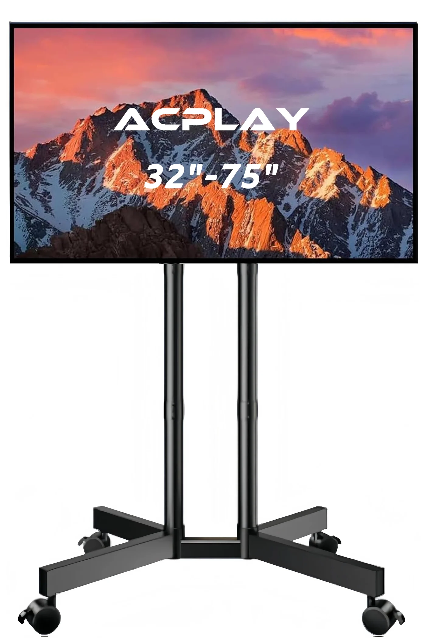 ACPLAY Mobile TV Stand Cart (Height Adjustable, 32-75 Inch, 50kg Capacity, VESA 600x400mm) mcqak