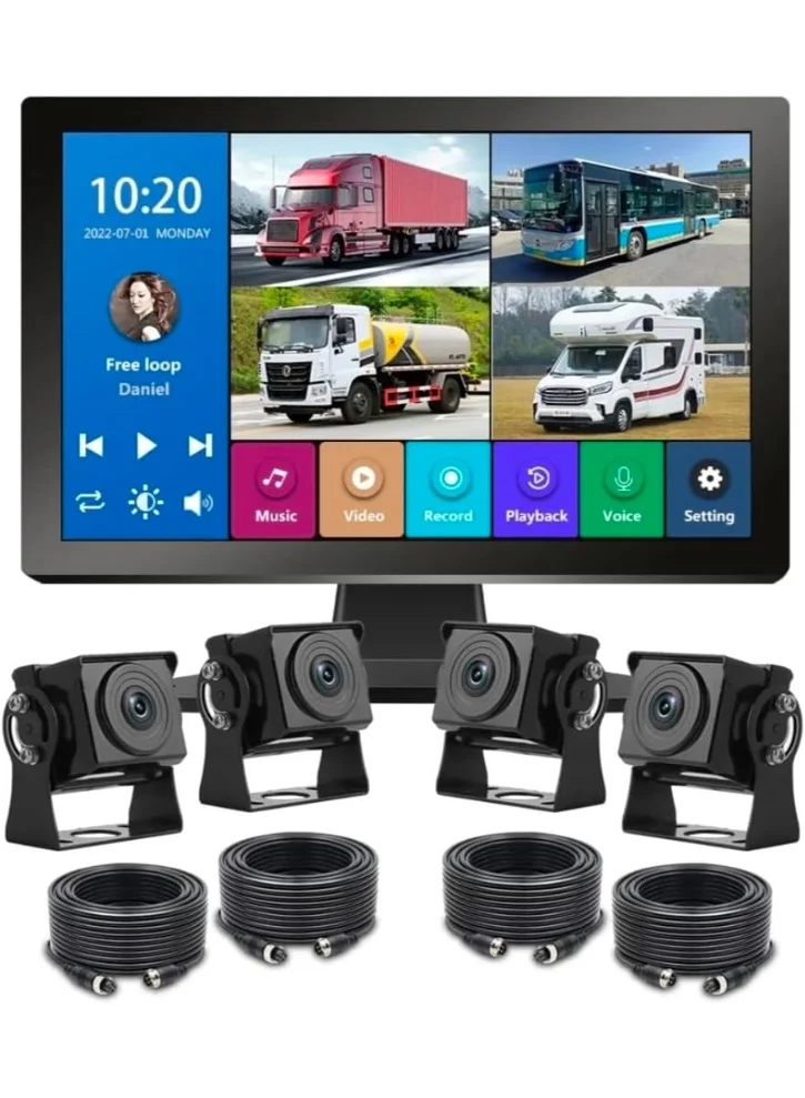 Vierex 10-Inch Truck Monitor System with BSD & ADAS 4-Channel DVR Recording (360¡ã View, 12-24V) a0dvq